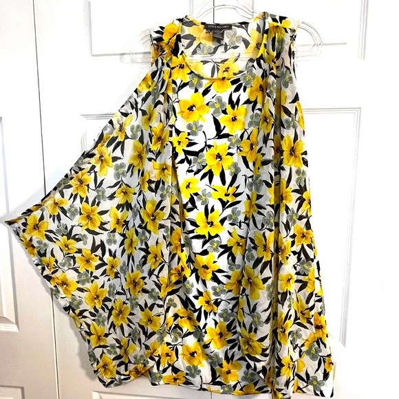 Kate & Mallory Printed Knit Chiffon Sleeveless Scoop Neck Side Overlay Dress M - Picture 7 of 10